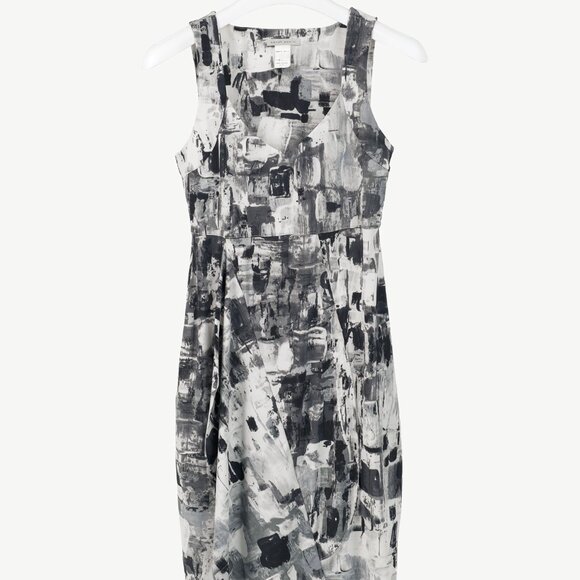 Sarah Pacini Grey Abstract-Print Draped Jersey Dress - Picture 1 of 7